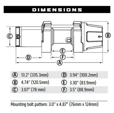 Warn VRX 25-S Winch with Synthetic Rope - 12V Drawing