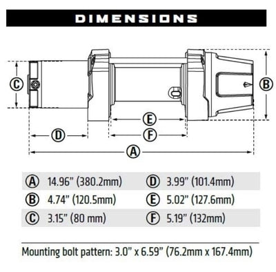 Warn VRX 45 Winch with Wire Rope - 12V Drawing