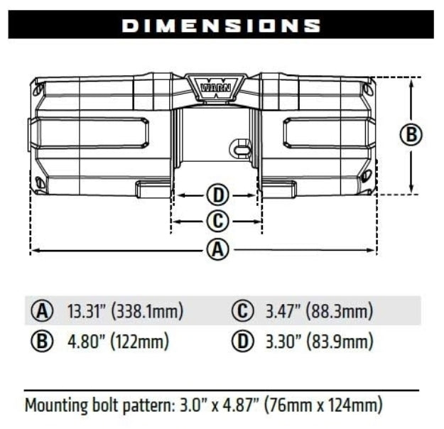 Warn AXON 45RC Winch with Synthetic Rope - 12V Drawing