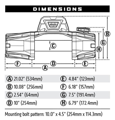 Warn VR EVO 8 Winch with Wire Rope - 12V Drawing