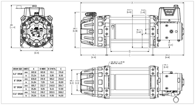 Warn Series G2 18 DC Electric Winch - 24V Drawing