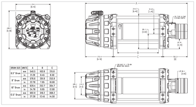 Warn Series G2 15 Hydraulic Winch- 5.0 CI motor/manual clutch Drawing