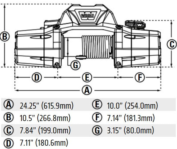 Warn Zeon 10 - NO Rope or Fairlead - 24V Drawing