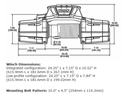 Warn Zeon Platinum 10K Winch with Wire Rope - 12V Drawing