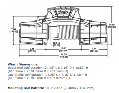 Warn Zeon Platinum 10K-S Winch with Synthetic Rope - 12V Drawing