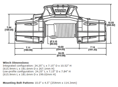 Warn Zeon Platinum 12K Winch with Wire Rope - 12V - Drawing