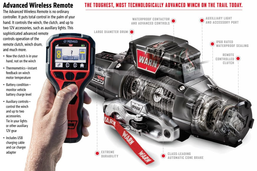 Warn Zeon Platinum 12K-S Winch Remote Control Details