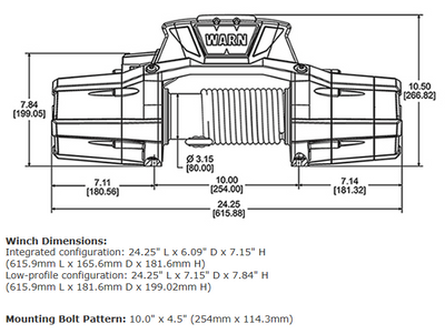 Warn Zeon 12-S CE Winch with Synthetic Rope - 12V Drawing