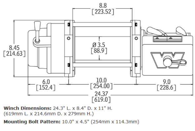 Warn M12-S Winch with Synthetic Rope - 12V Drawing