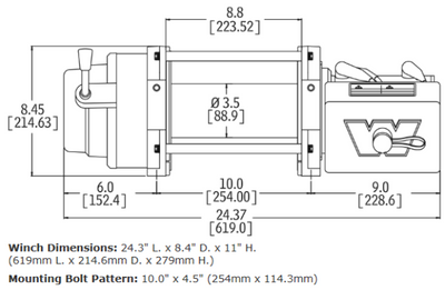 Warn M12-S Winch with Synthetic Rope - 12V Drawing