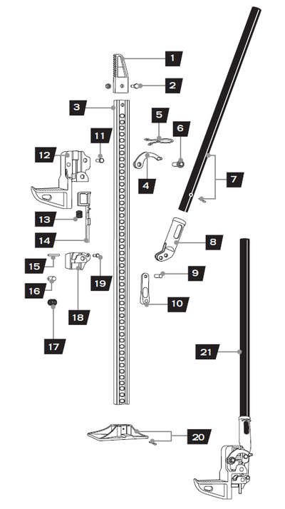 Spare parts drawing for a hi-lift jack